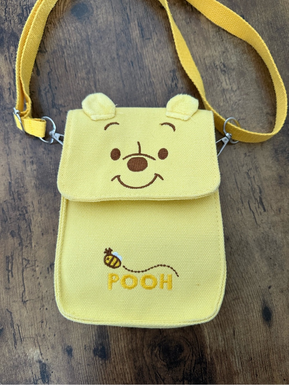 Disney Winnie the Pooh Crossbody Bag Canvas Character Embroidered Flap Sling Bag